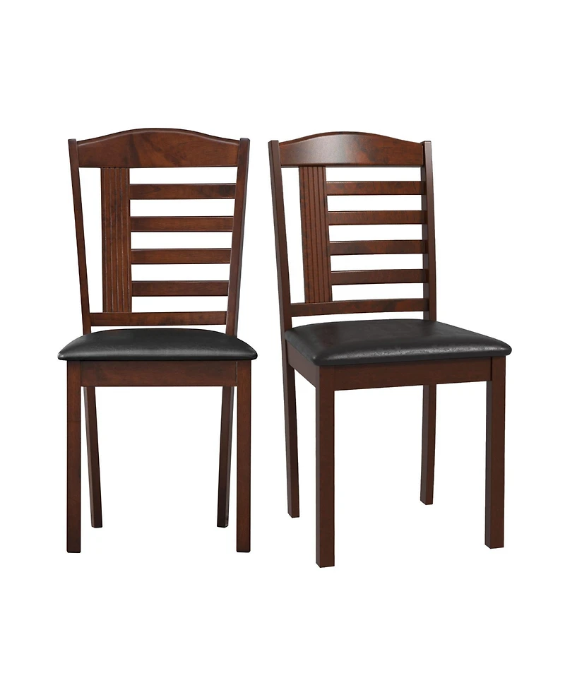 Sugift Set of 2 Wood Kitchen Chairs with Faux Leather Upholstered Seats