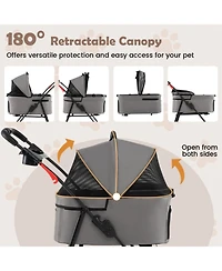 Hongge 35 in 3-in-1 Pet Stroller with Removable Travel Carrier