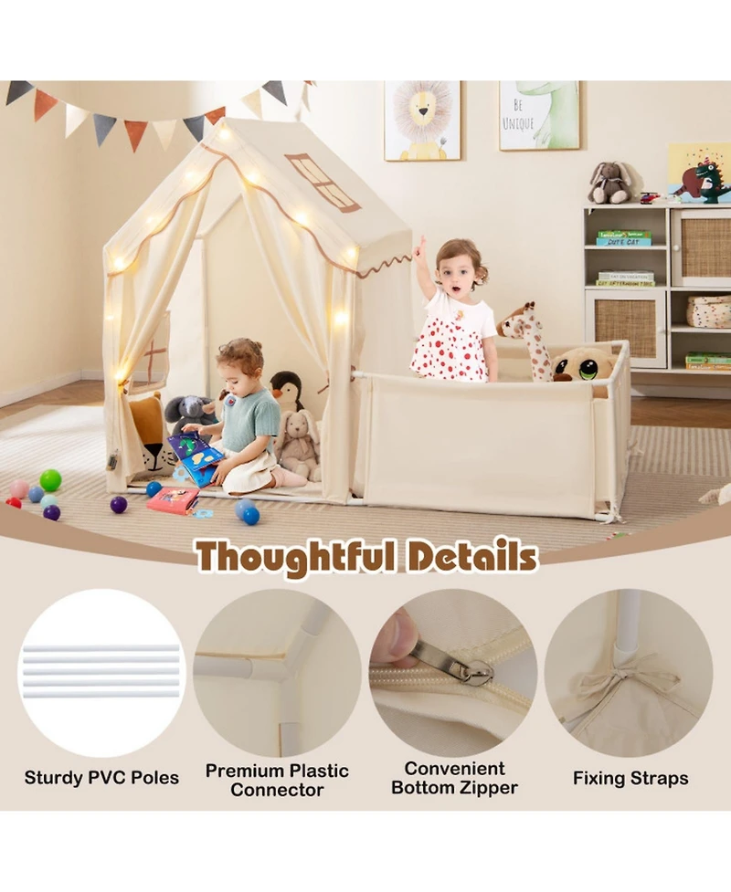Hongge 2-in-1 3-Piece Play Tent and Playpen with Star String Lights, Ages 3+