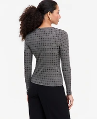 I.n.c. International Concepts Women's Geometric-Print Long-Sleeve Crewneck Top, Macy's Exclusive