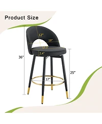 Clihome 2 Piece Modern Pu Upholstered Bar Chair 360 Degree Rotatable