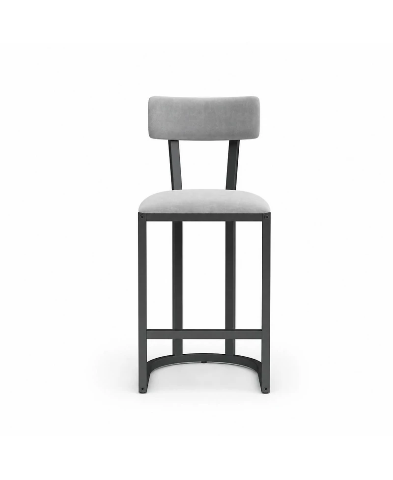 homfan Bar Stools Set of 4, Counter Height Stools with Curved Back, Upholstered Seats, Metal Frame and Footrest for Kitchen Island and Dining Room