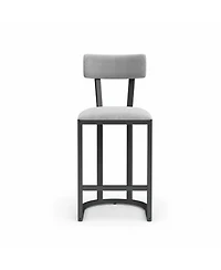 homfan Bar Stools Set of 4, Counter Height Stools with Curved Back, Upholstered Seats, Metal Frame and Footrest for Kitchen Island and Dining Room