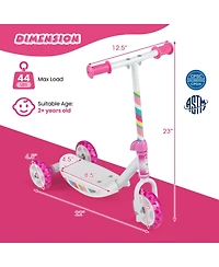 Hongge Toddler 3-Wheel Kick Scooter with Led Light-Up Wheels, 44 lbs Capacity, Ages 2+