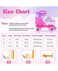 Hongge Light-Up Wheels Adjustable Reinforced Brake Roller Skates, Sizes 11C-1, Ages 5-7