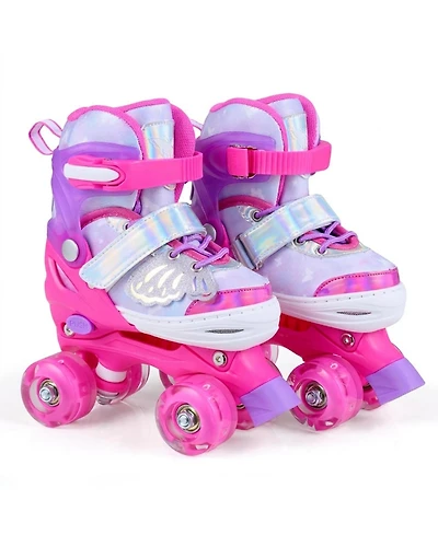 Hongge Light-Up Wheels Adjustable Reinforced Brake Roller Skates, Sizes 11C-1, Ages 5-7