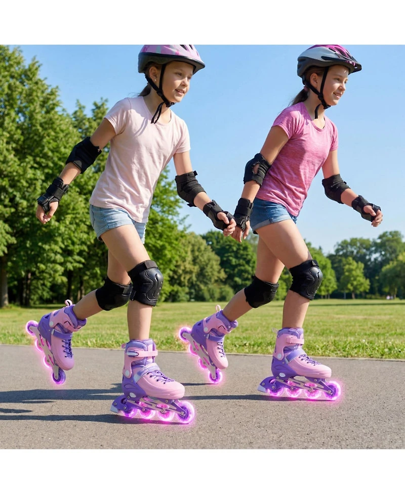 Hongge Light-Up Aluminum Adjustable Inline Skates, Ages 9-14