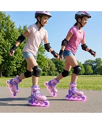 Hongge Light-Up Aluminum Adjustable Inline Skates, Ages 9-14