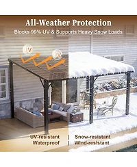 Asagikoiai 9x13 Ft Hardtop Gazebo, Aluminum Patio Pergola with Polycarbonate Roof