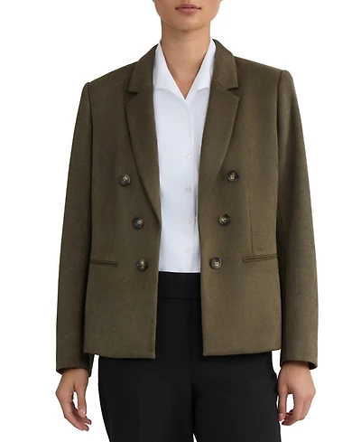 Jones New York Women's Double-Breasted Scuba Faux Suede Blazer