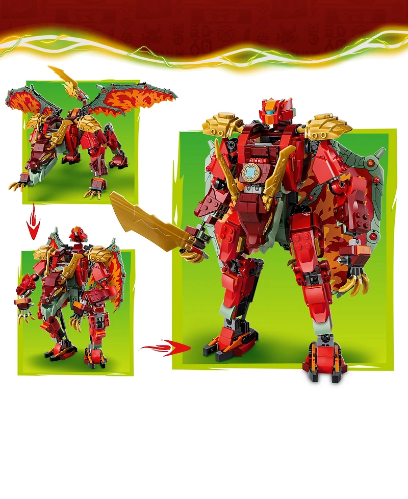 Lego Ninjago Dragons Rising Wyldfyre's Transforming Dragon Mech 71868, 821-Piece Building Set, Ages 9+