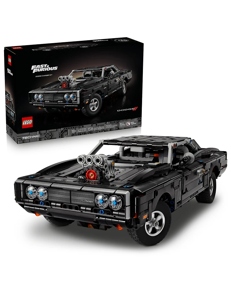 Lego Fast and Furious Dodge Charger R/T Car 42231, 1516-Piece Building Set, Ages 18+