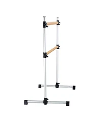 Sugift 4 Ft Double Beechwood Ballet Barre Freestanding Height Adjustable Portable for Home Pilates