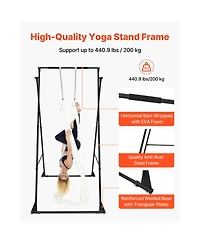 Sugift Aerial Yoga Swing Stand 440.9 lbs Load Triangular Frame with 6.6-yard Hammock Adjustable
