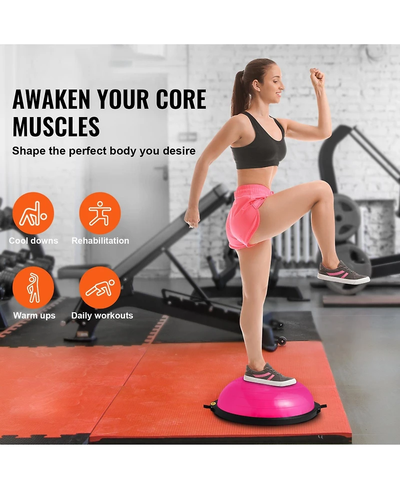 Hongge Large 26 in Half Balance Ball Trainer 1500 lbs Capacity with Resistance Bands and Foot Pump