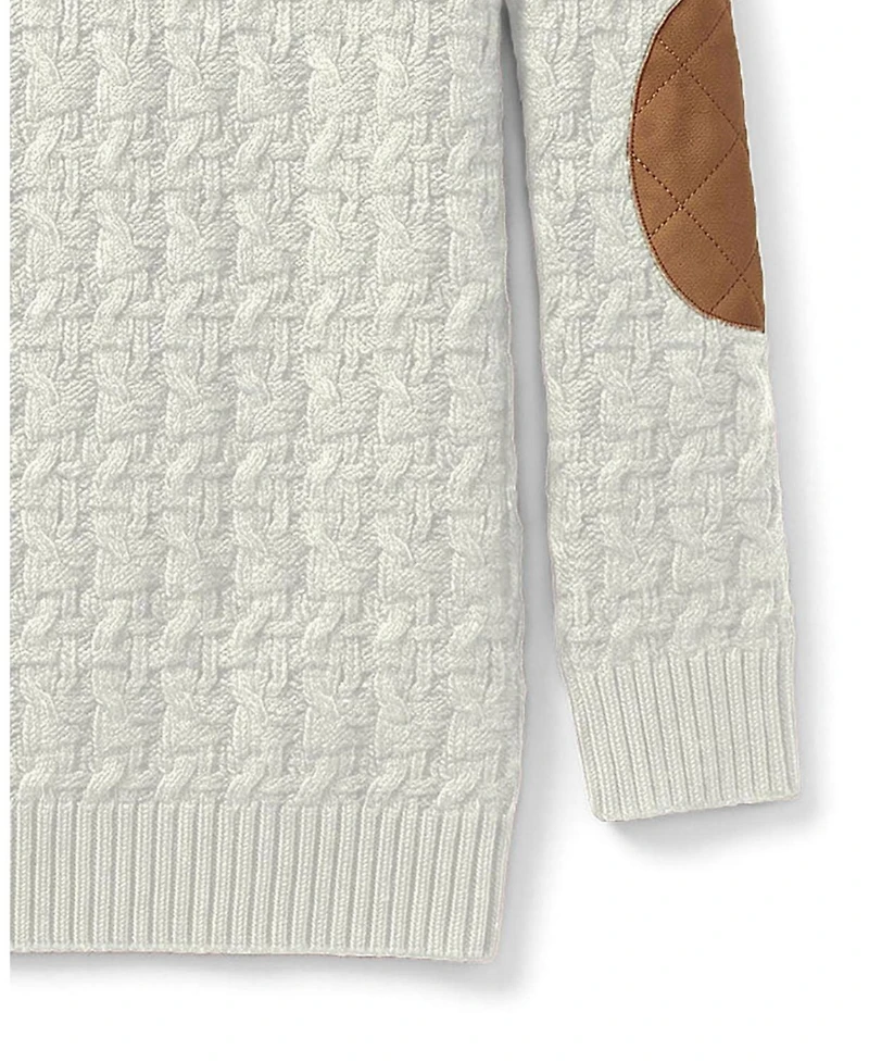 Hope & Henry Toddler Boys Organic Long Sleeve Intarsia Shawl Collar Sweater with Elbow Patches