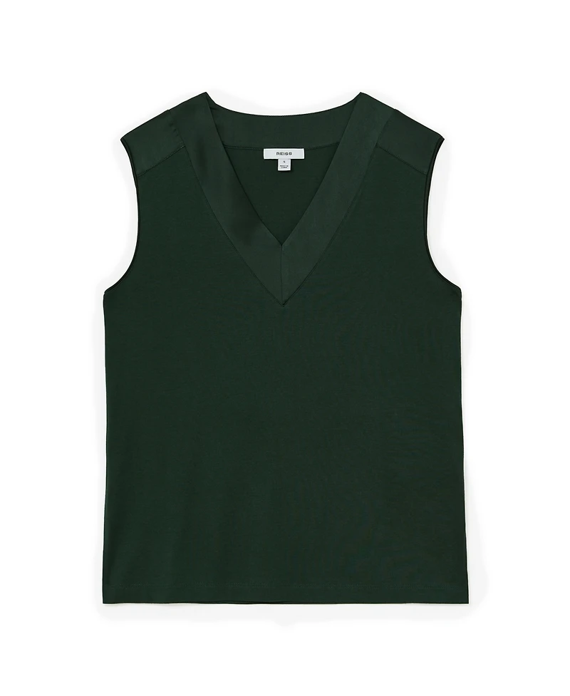 Reiss Women's Silk-Trim V-Neck Top