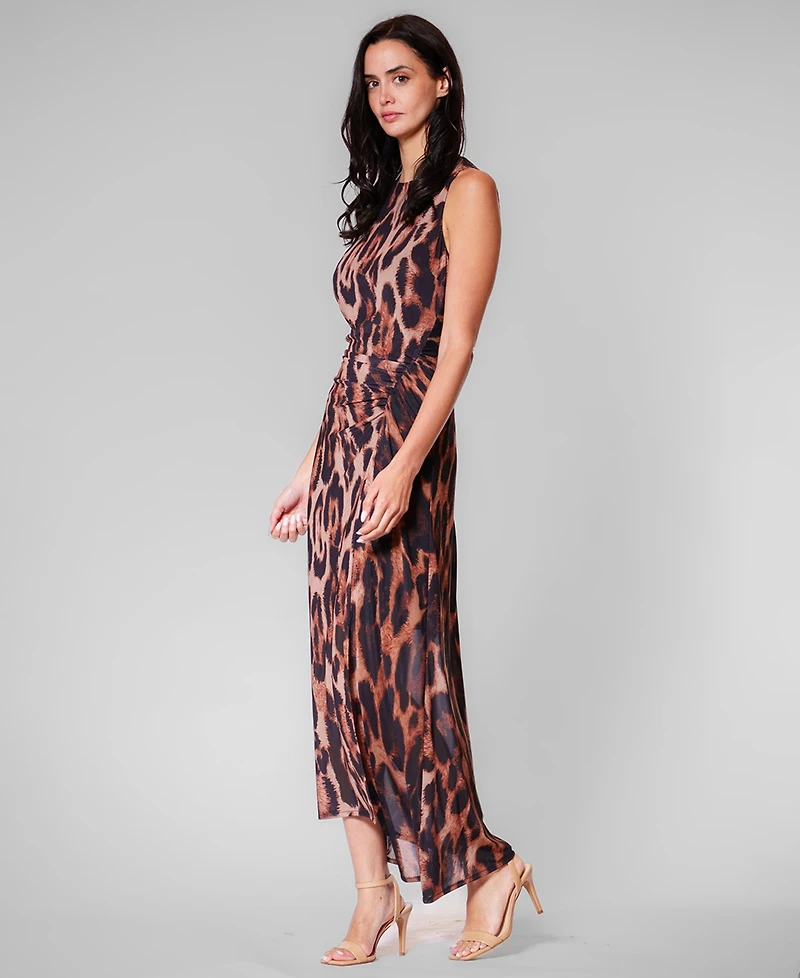 julia jordan Women's Leopard-Print Asymmetrical-Hemline Midi Dress