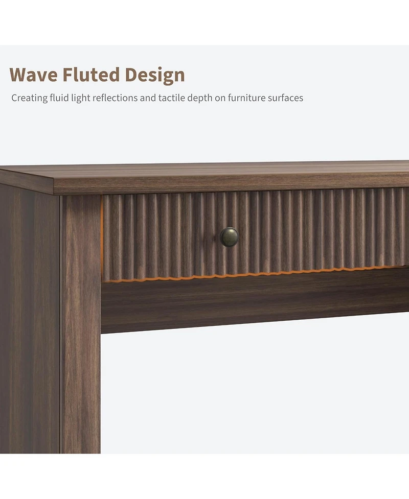 gaomon 54" Fluted Executive Desk with Charging Station