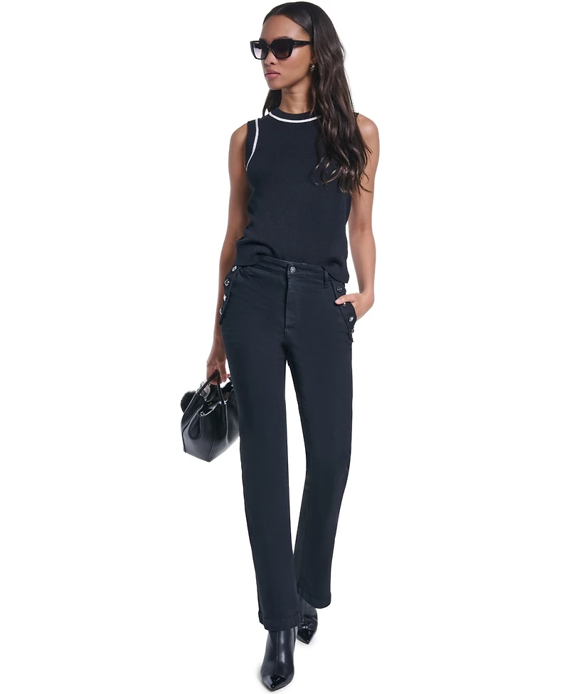 Karl Lagerfeld Paris Women's Sailor Denim Flare High-Waisted Jeans