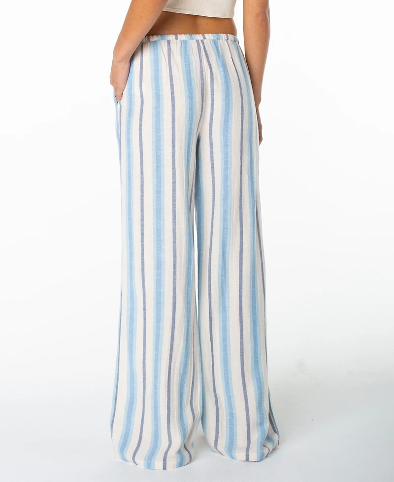Roxy Women's Iyla Wide-Leg Low-Rise Stripe Pants