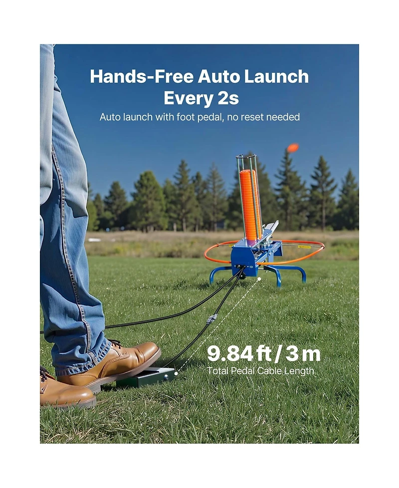 Sugift 50 Clay Pigeon Thrower 55 Plus Yards Automatic Skeet and Trap Launcher with Adjustable Angle Foot Pedal