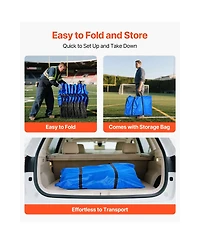 Sugift Portable 8-Seat Folding Soccer Bench with Side Pockets Carrying Bag and Back Rest