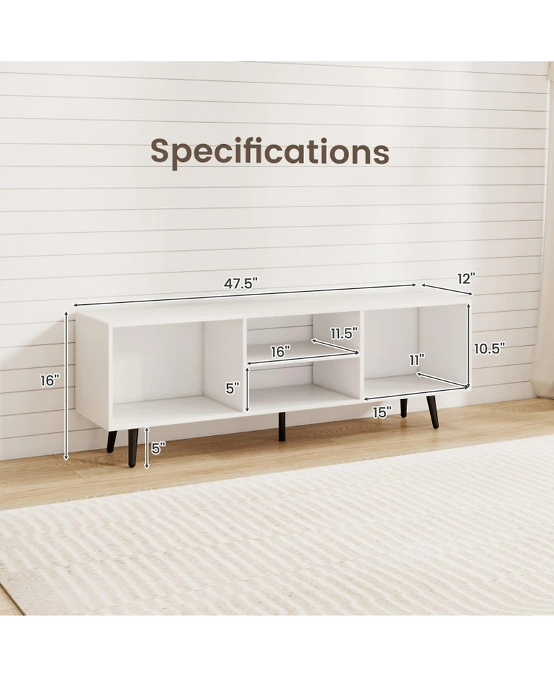 Sugift Tv Stand with Storage Compartments and Metal Legs