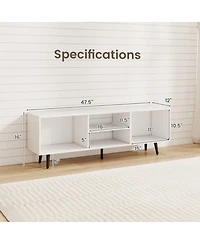 Sugift Tv Stand with Storage Compartments and Metal Legs