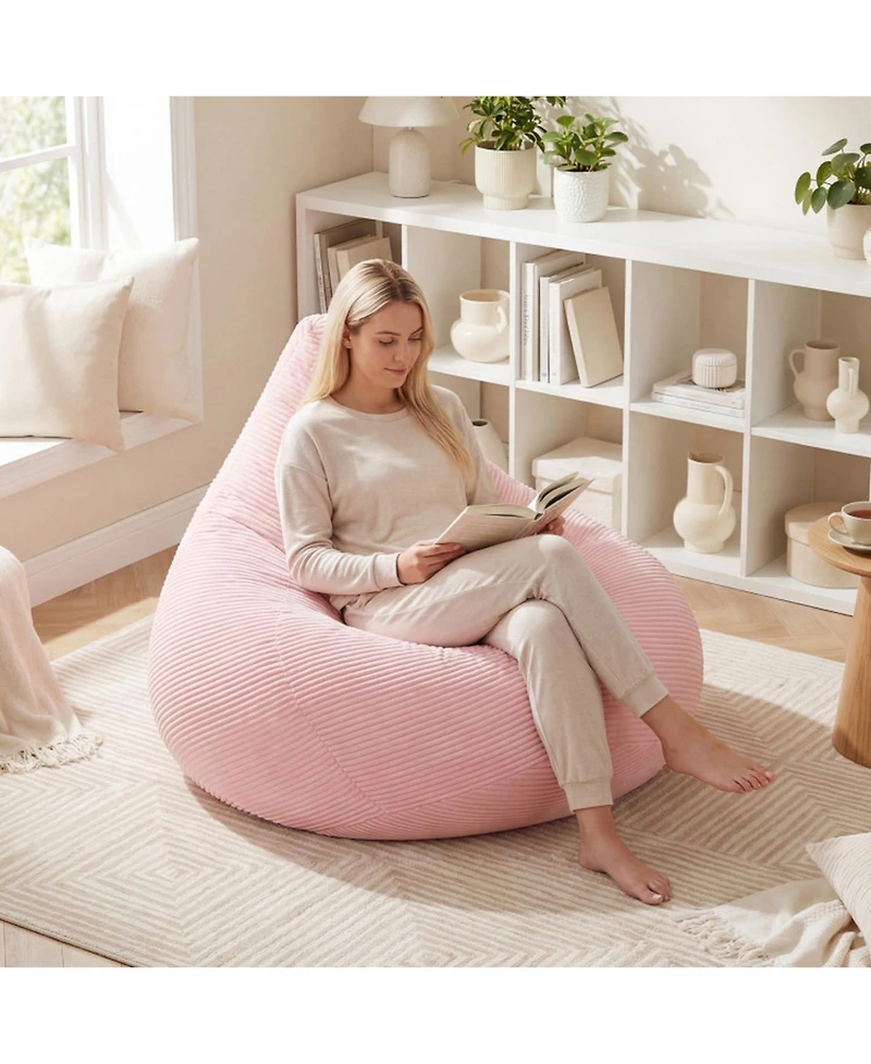 Sugift Adult Bean Bag Lazy Sofa Chair with Skin-Friendly Corduroy Cover and Sponge Filling