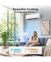 Cowsar 9000 Btu Mini Split Ac, 20.5 SEER2, 450 Sq. Ft.