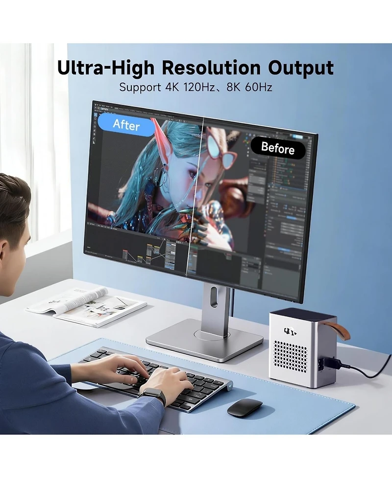 Nimo eGPU Dock,Amd Rx 7600M Xt, Usb-Cand OCuLink,8GB GDDR6,Built-in 240W Psu,Portable Docking Station for Laptop, Mini Pc