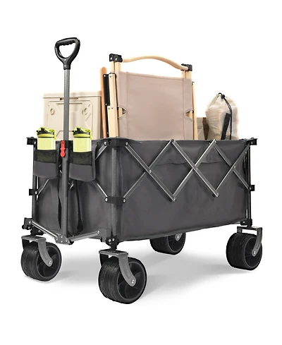 ECHTPeak 400L Collapsible Wagon, Beach with Big Wheels, Folding Wagon Cart, 450LB Heavy Duty