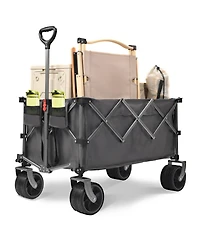 ECHTPeak 400L Collapsible Wagon, Beach with Big Wheels, Folding Wagon Cart, 450LB Heavy Duty