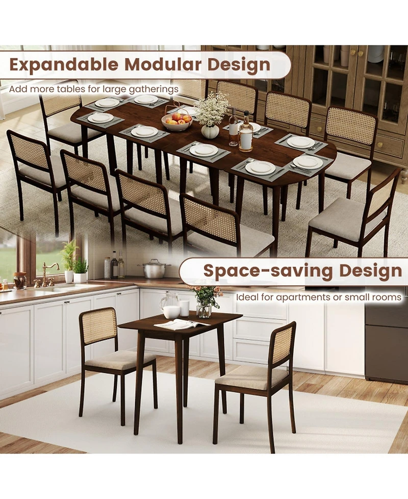 Sugift Extendable Dining Table Set with 2 Half-Round and 1 Rectangular Tables