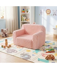 Sugift Portable Kids Foam Couch with Anti-Slip Base and Washable Fleece Cover