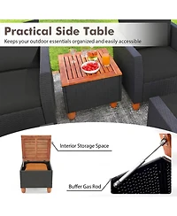 Sugift 7-Piece Patio Pe Rattan Sectional Sofa Set with Storage Tables and Ottomans