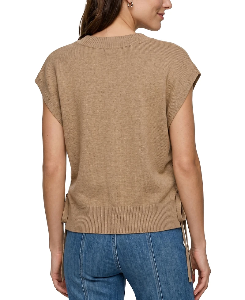 Liverpool Los Angeles Petite V-Neck Dolman Popover Adjustable-Side-Ties Sweater