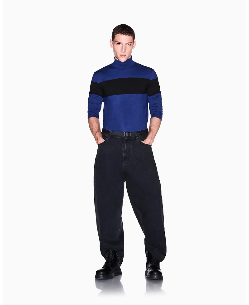 A|X Armani Exchange Men's Viscose Colorblock Turtleneck Sweater