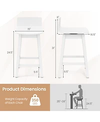 Sugift 24.5-Inch Swivel Wooden Bar Stools Set of 4 with Low Back