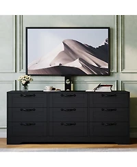 homfan 55" 9 Drawers Dresser Tv Stand with Mount for 32-85" TVs, Modern Entertainment Center Adjustable Height Bracket, Modern Cabinet for Living Room