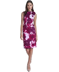 Calvin Klein Women's Floral Boat Neck Shoulder-Bow Dress