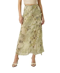 Modenaire Women's Tiered Ruffle Drawstring Midi Skirt