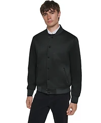 Karl Lagerfeld Men's Textured Varsity Zip Bomber Jacket