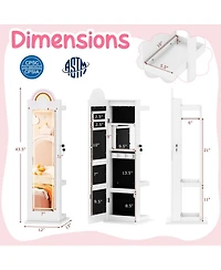 Sugift Kids 3-in-1 Freestanding Jewelry Armoire with Lighted Full-Length Mirror and Rainbow Design