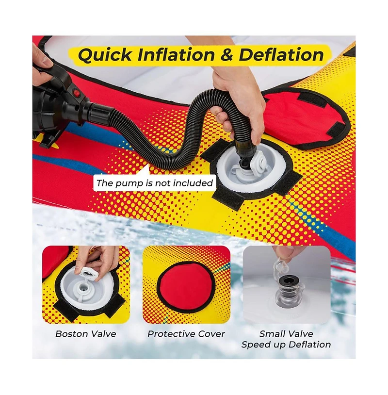 Hikeen 1 or 2 Person Inflatable Towable Tube for Boating with Drainage
