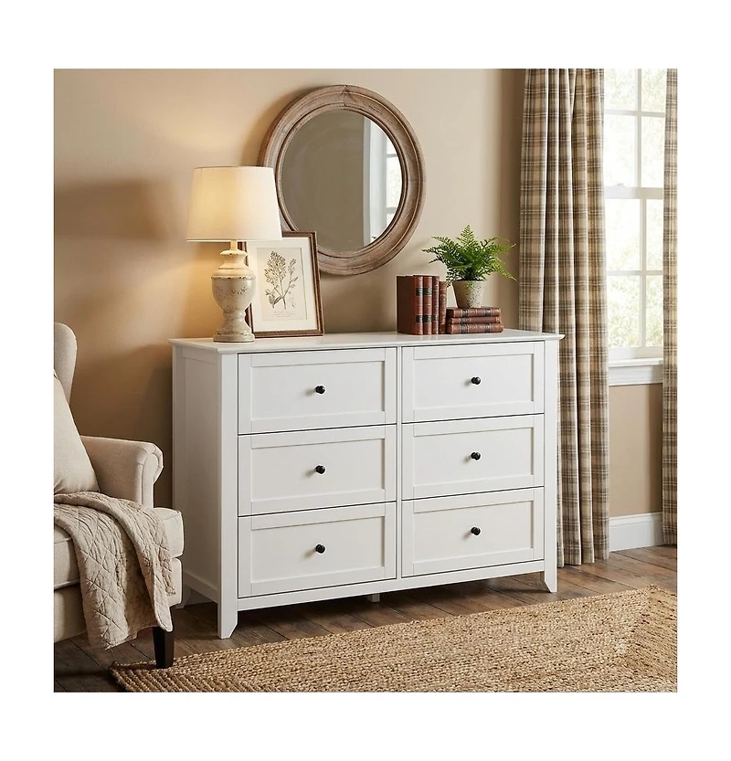 41.7" Wide 6-Drawer Storage Dresser, Modern Lacquered Chest with Deep Drawers, Multi-Purpose Storage Cabinet for Bedrooms, Hallways and Entryways