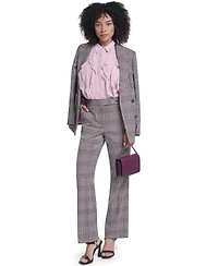 Karl Lagerfeld Paris Petite Plaid Flared Pants