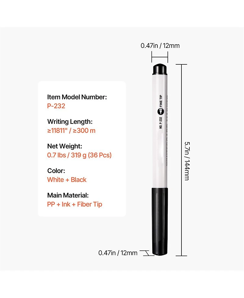 Yobtop Dry Erase Markers 36 Count Black Whiteboard Markers