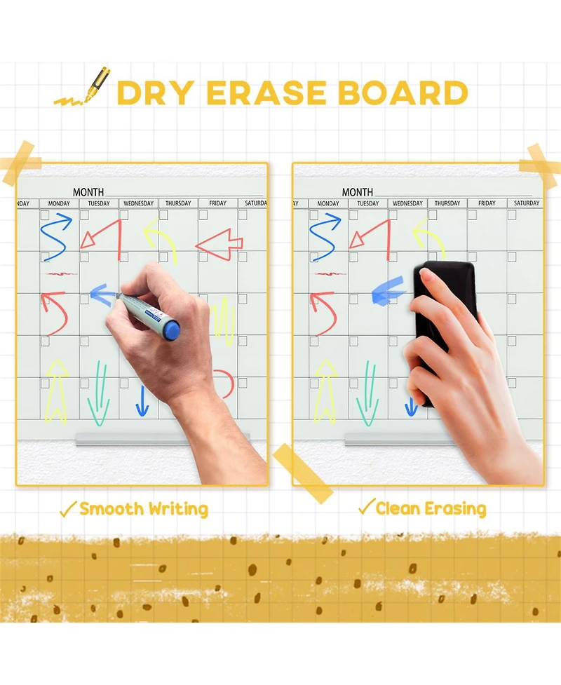 Yobtop Dry Erase Wall Calendar Glass Whiteboard